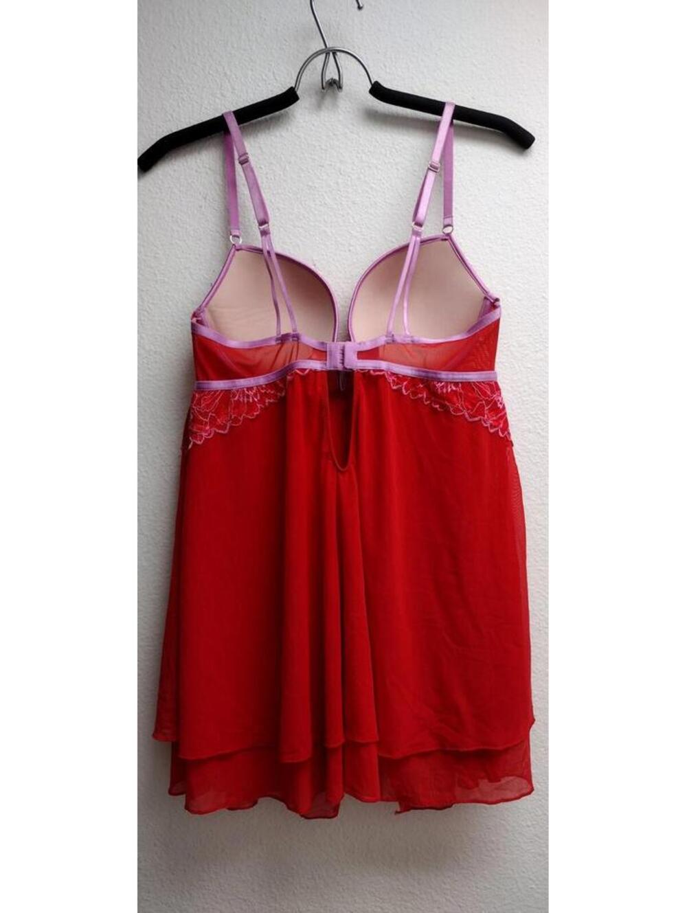 Auden RED PINK LACE BRA TOP SEXY Red Babydoll Lingerie Negligee Top Size Medium